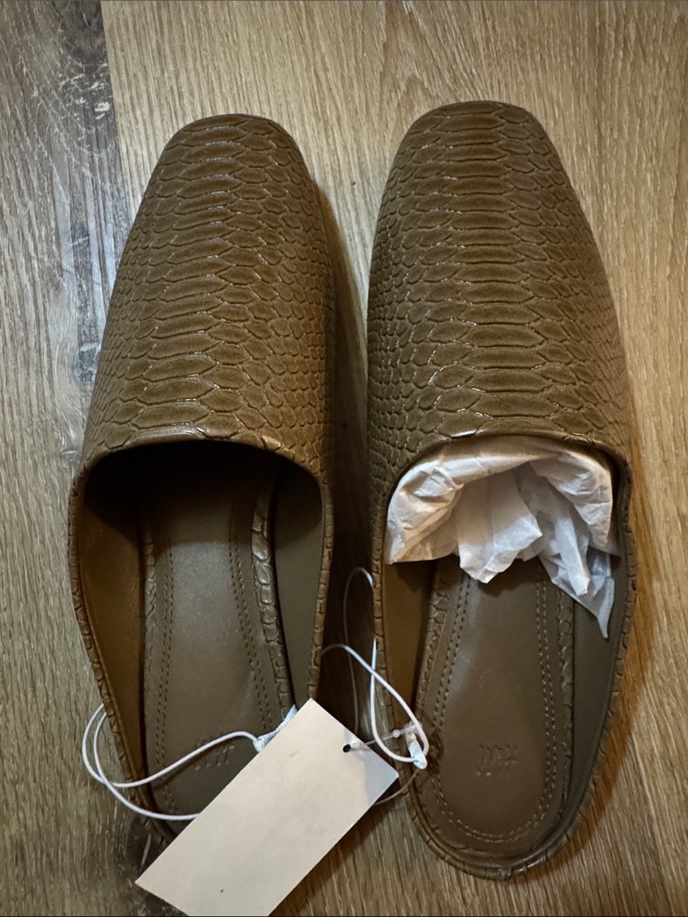 H&M Brown Faux-Snakeskin Slip-On Mules